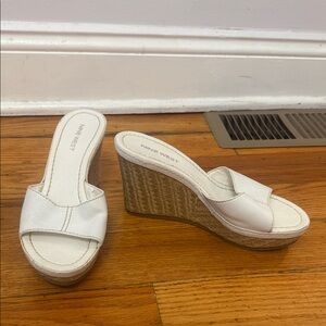 Nine West Cream Wedge Sandals